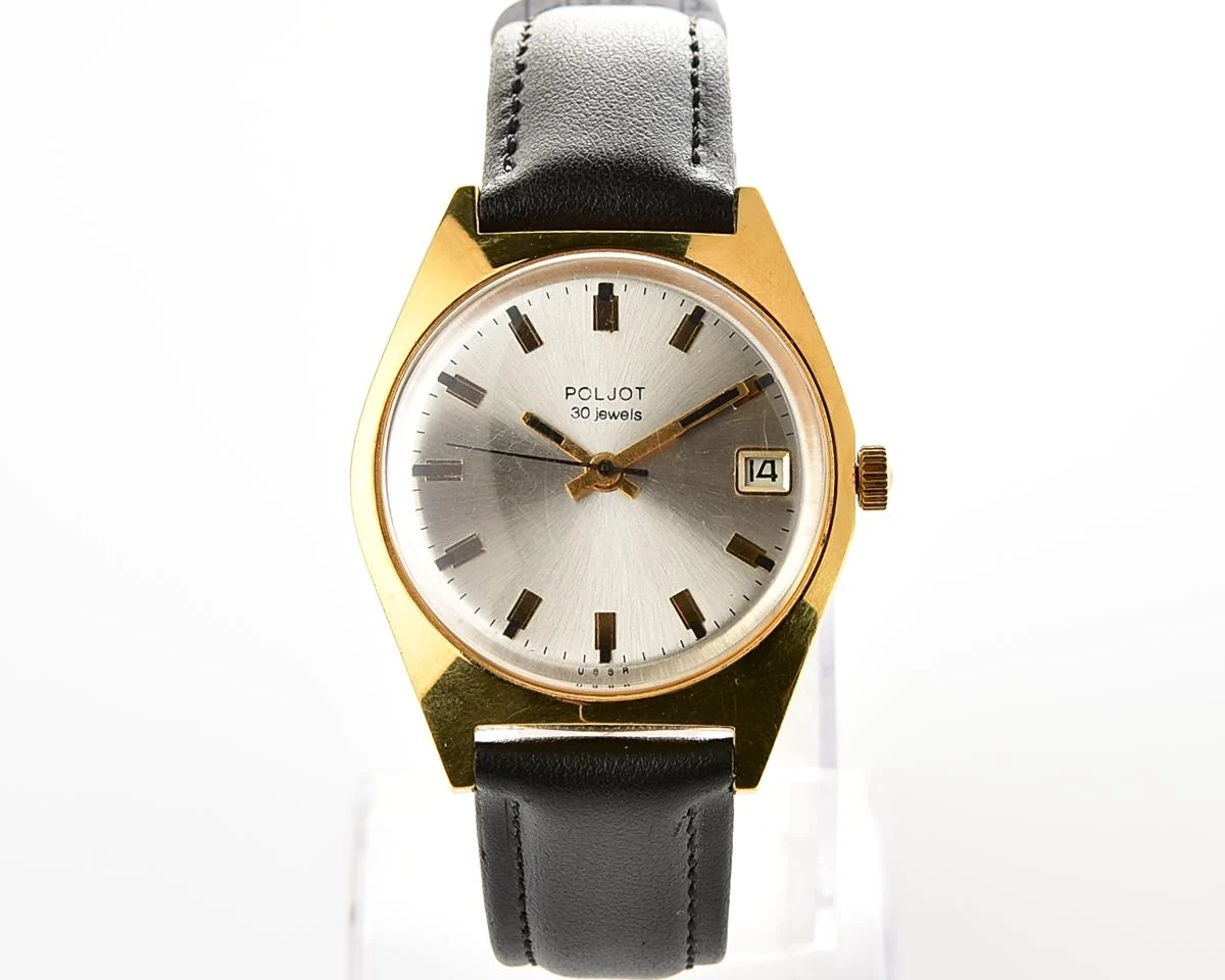 Excellent Soviet Poljot Soviet gold plated mechanical watch with automatic self-winding 30 jewels movement