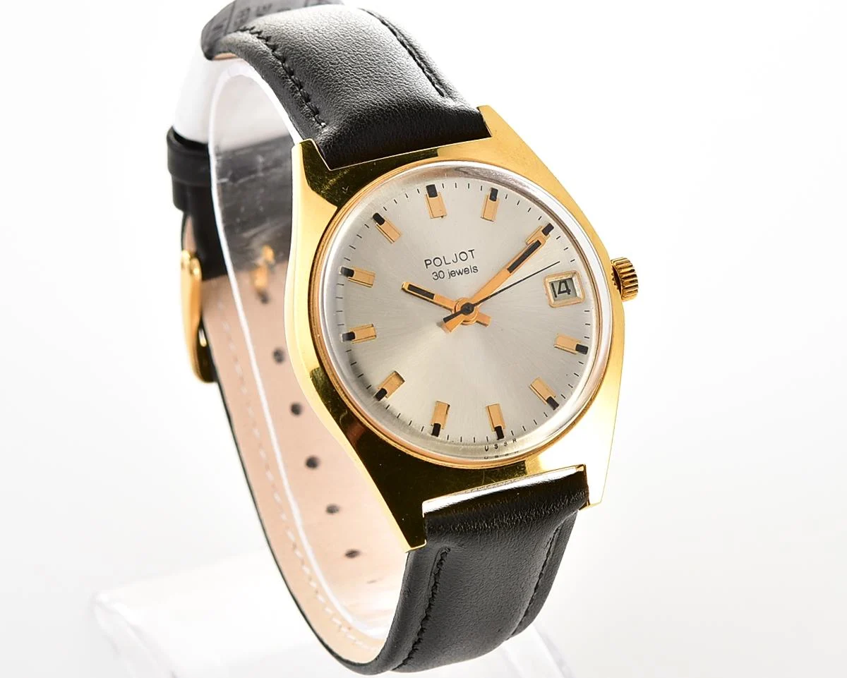Excellent Soviet Poljot Soviet gold plated mechanical watch with automatic self-winding 30 jewels movement
