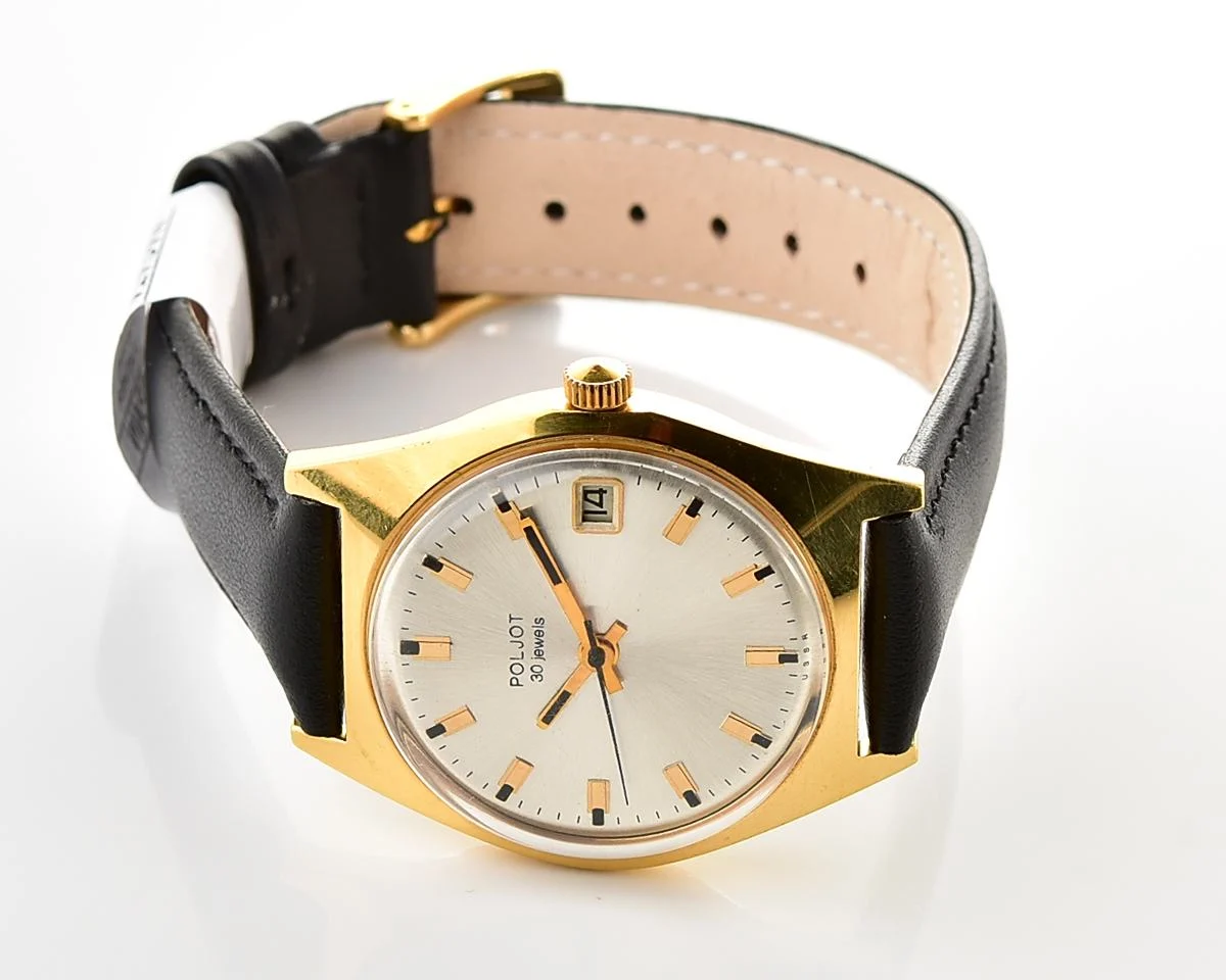 Excellent Soviet Poljot Soviet gold plated mechanical watch with automatic self-winding 30 jewels movement