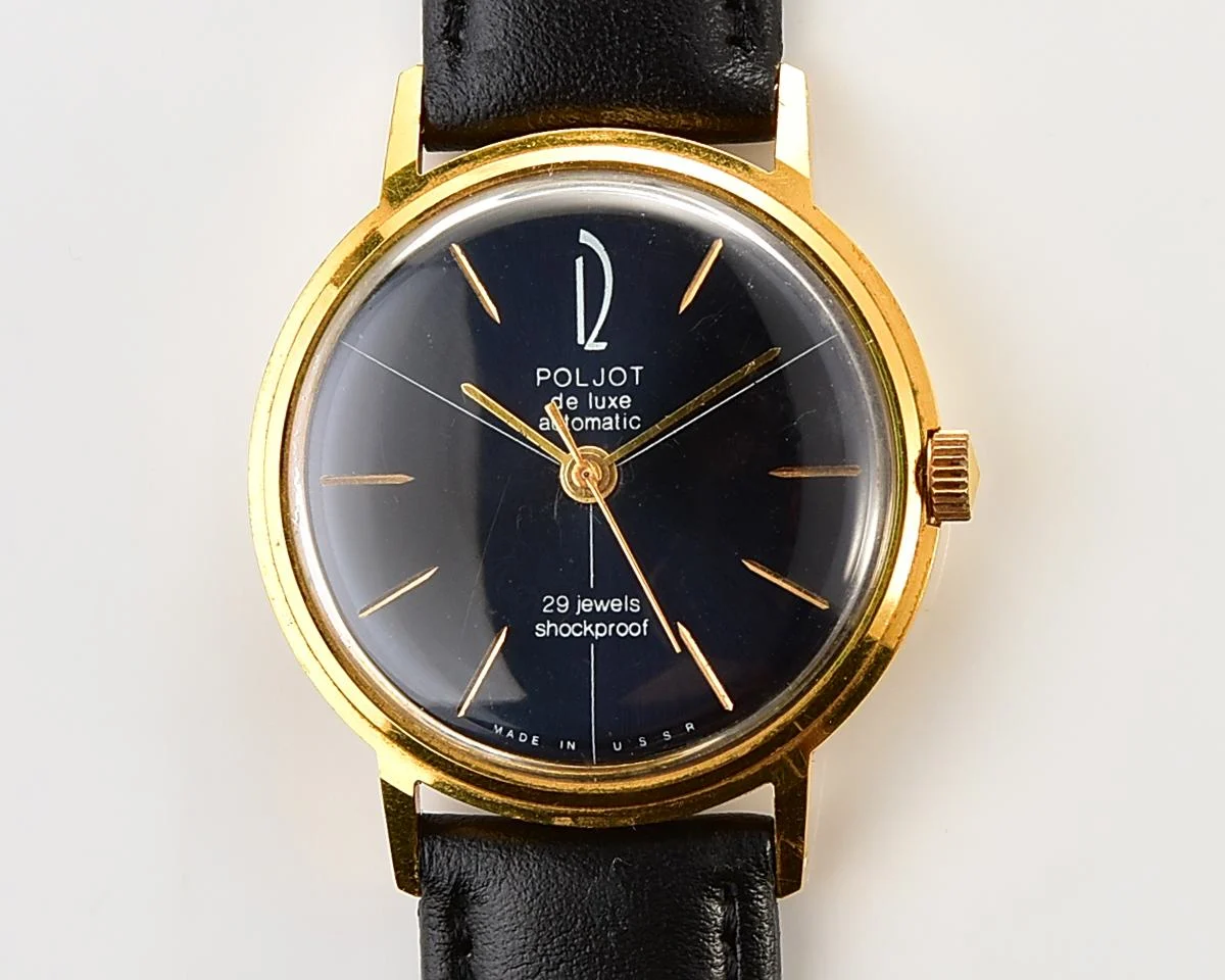Beautiful vintage gold-plated wristwatch Poljot De Luxe with self winding mechanical movement!