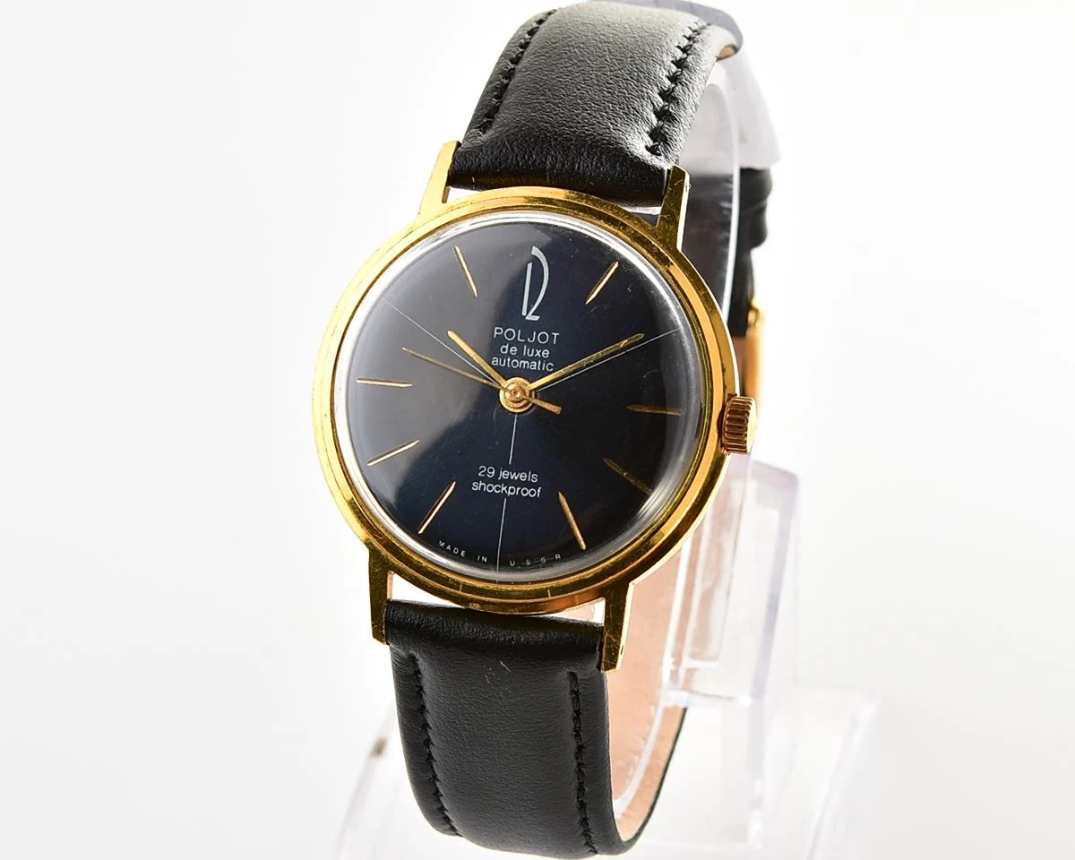 Beautiful vintage gold-plated wristwatch Poljot De Luxe with self winding mechanical movement!