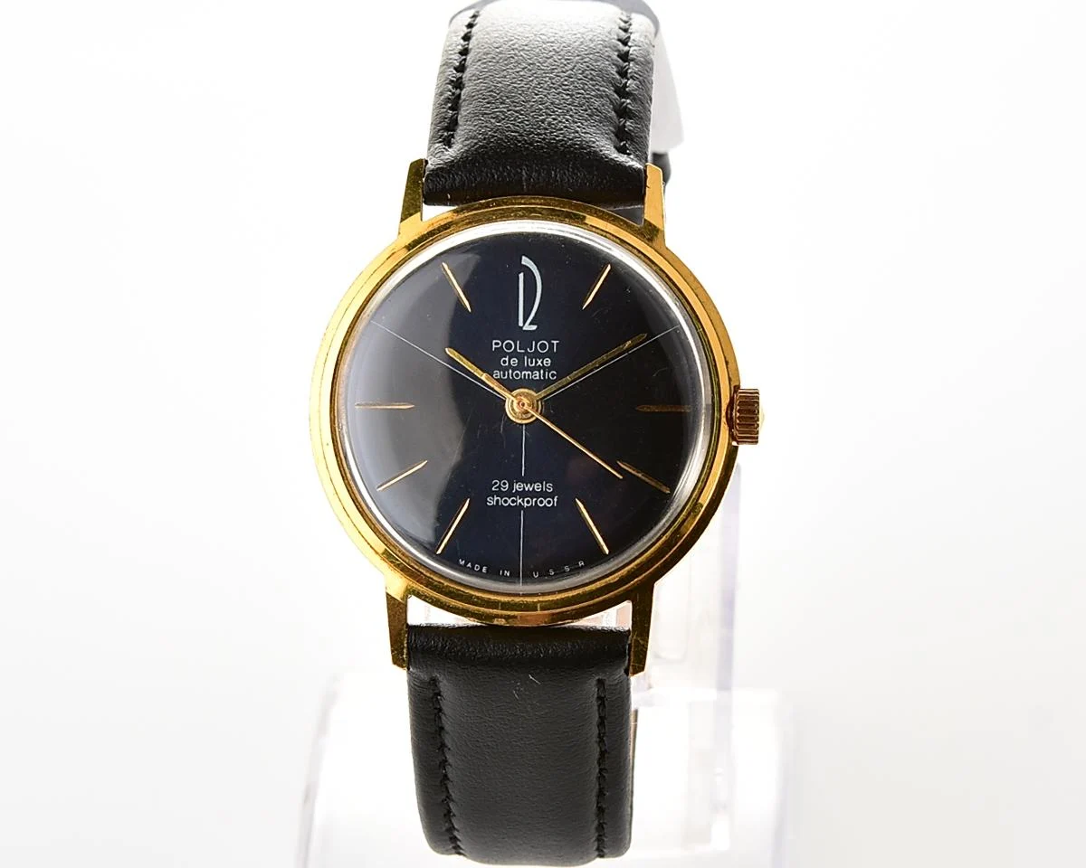 Beautiful vintage gold-plated wristwatch Poljot De Luxe with self winding mechanical movement!