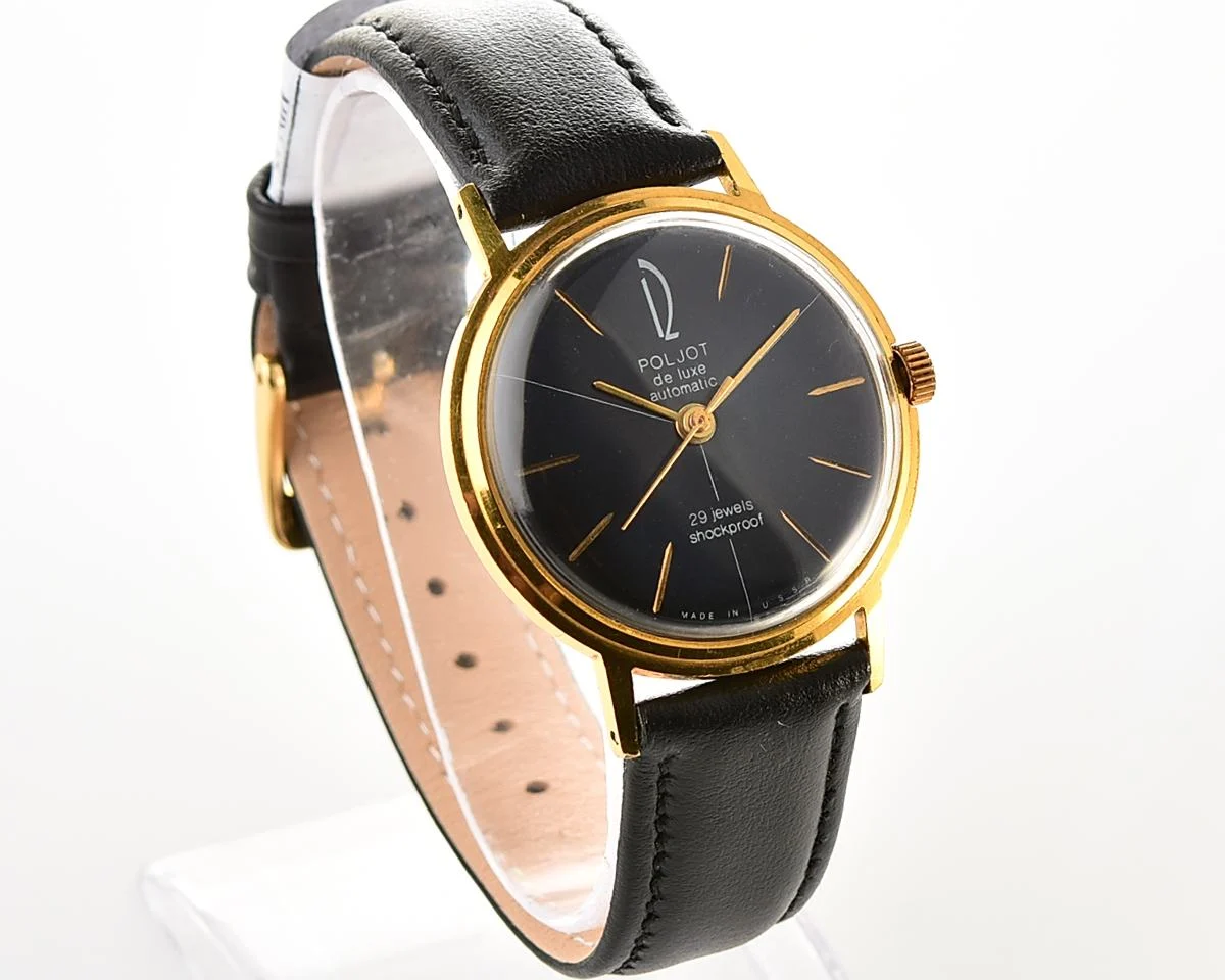 Beautiful vintage gold-plated wristwatch Poljot De Luxe with self winding mechanical movement!