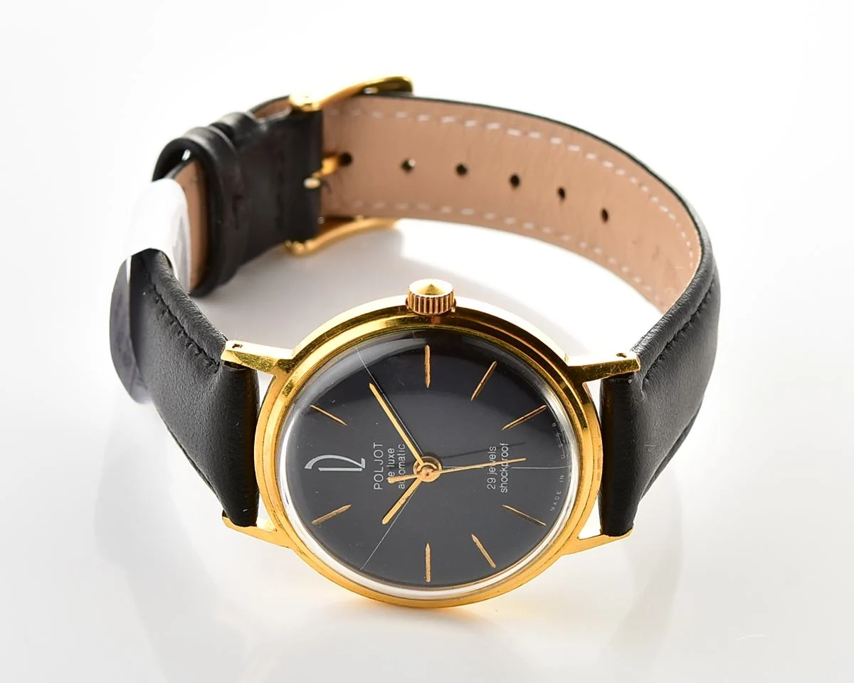 Beautiful vintage gold-plated wristwatch Poljot De Luxe with self winding mechanical movement!