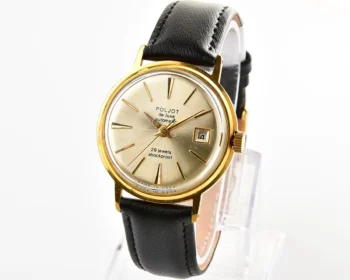 Beautiful vintage gold-plated wristwatch Poljot De Luxe with self winding mechanical movement