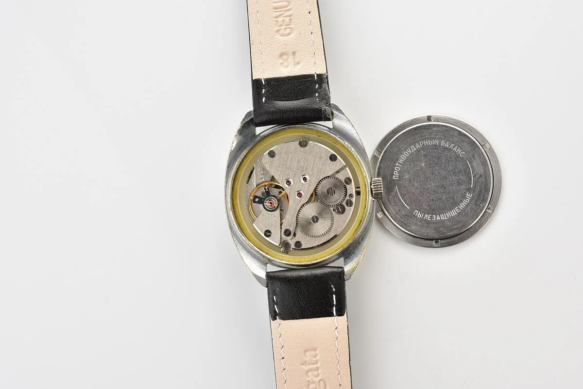 Vintage Soviet Poljot mechanical watch with rare intricate textured dial