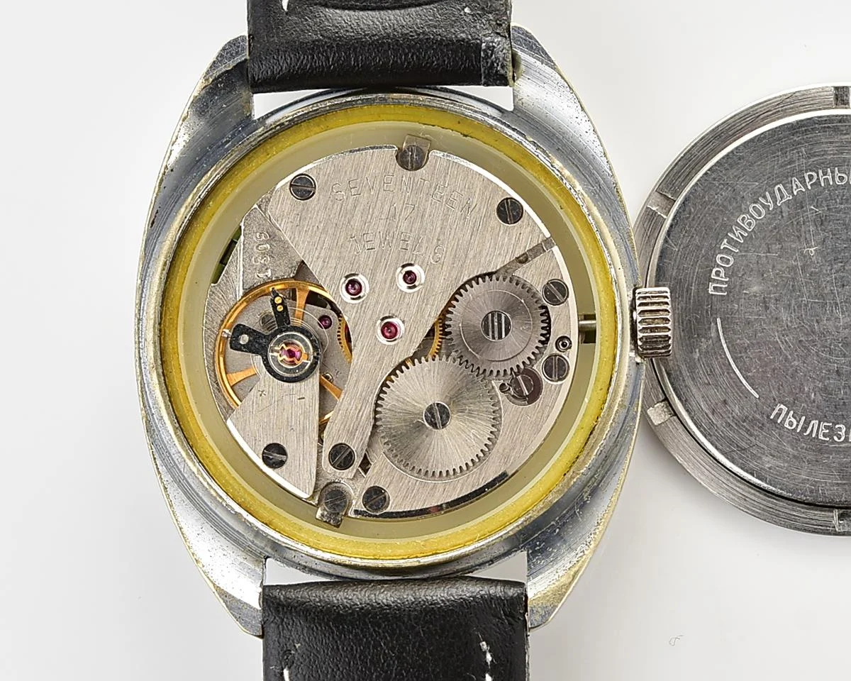 Vintage Soviet Poljot mechanical watch with rare intricate textured dial