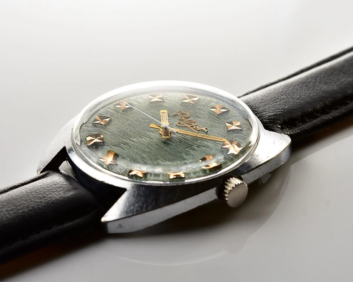 Vintage Soviet Poljot mechanical watch with rare intricate textured dial