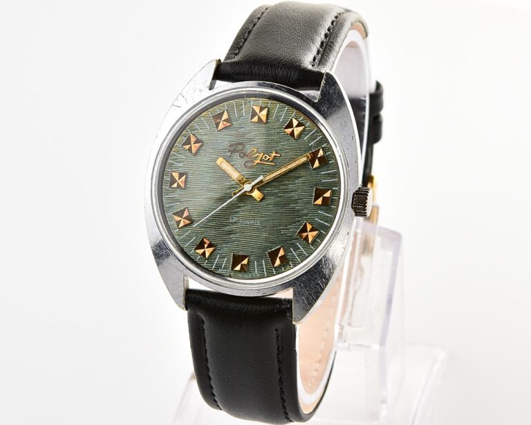 Vintage soviet POLJOT mechanical watch with rare intricate textured dial