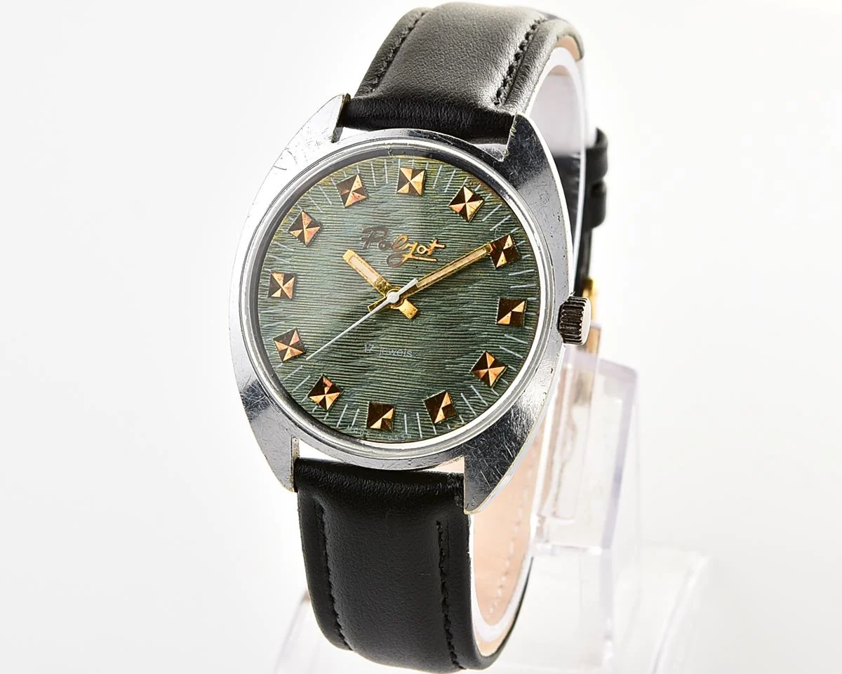 Vintage Soviet Poljot mechanical watch with rare intricate textured dial