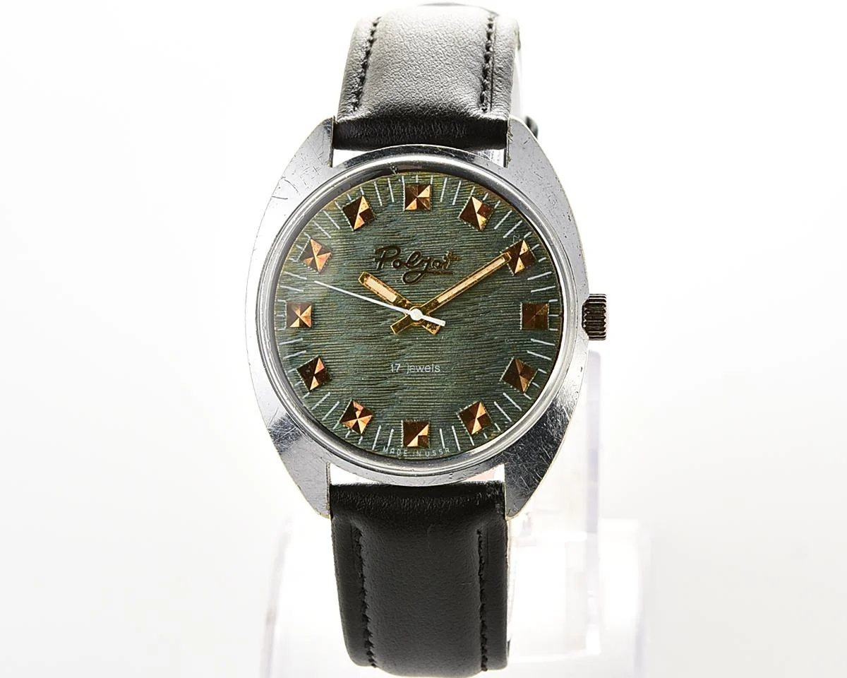 Vintage Soviet Poljot mechanical watch with rare intricate textured dial