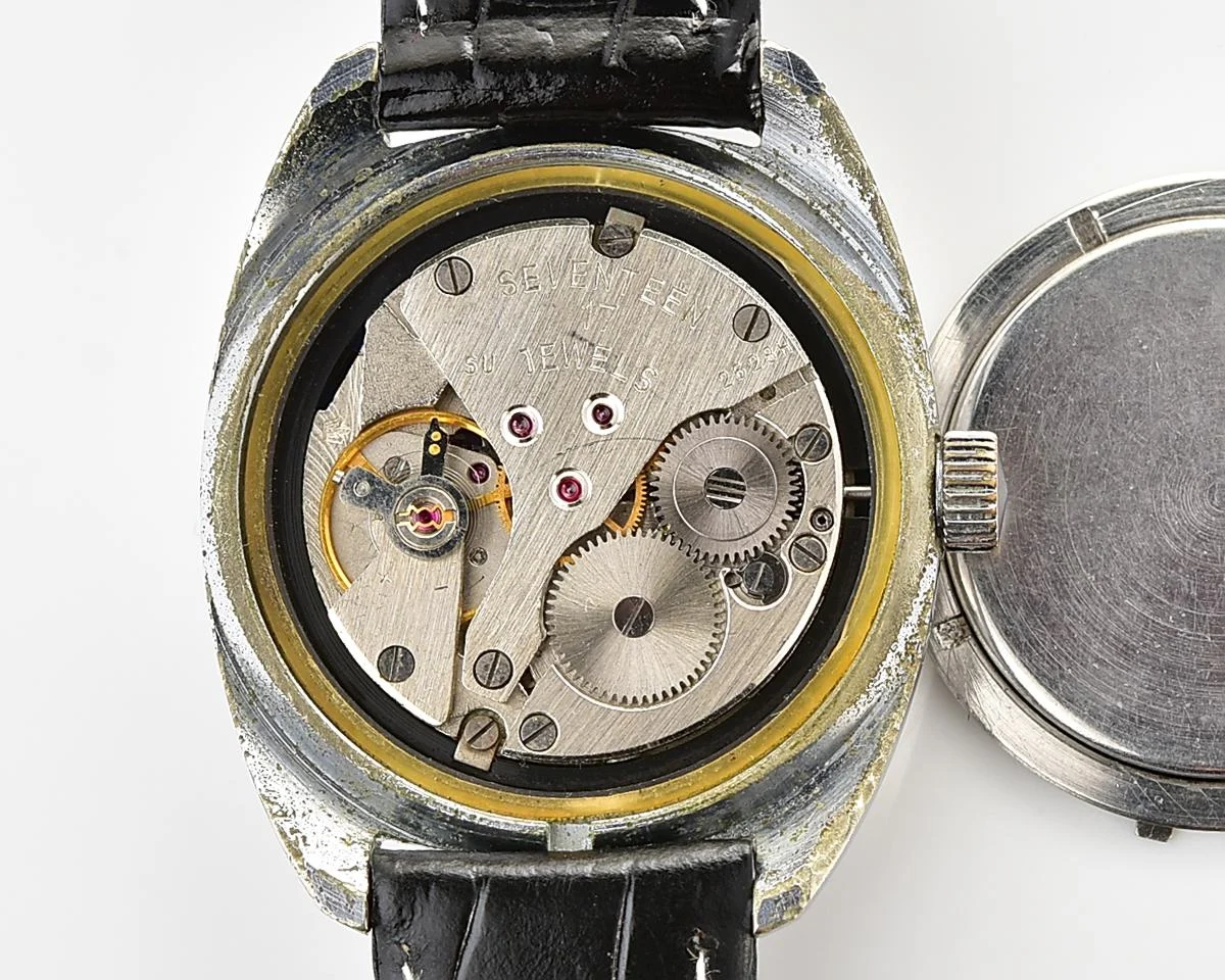 Vintage Soviet Poljot mechanical watch with intricate textured dial