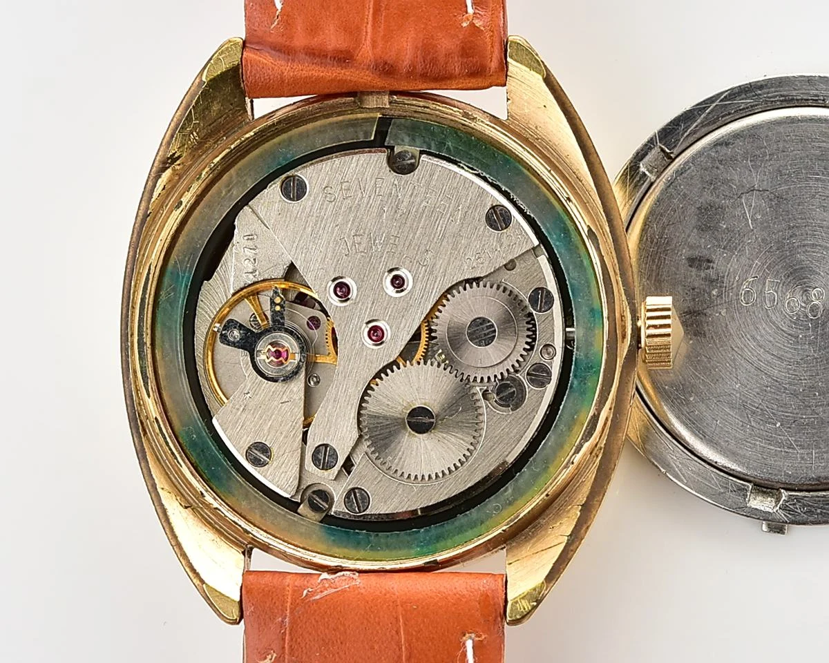 Vintage Soviet Poljot mechanical gold-plated wristwatch - Olympic edition