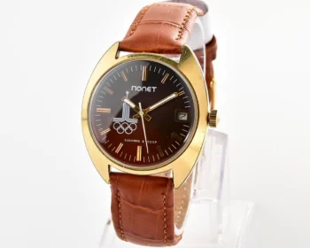 Vintage Soviet Poljot mechanical gold-plated wristwatch - Olympic edition