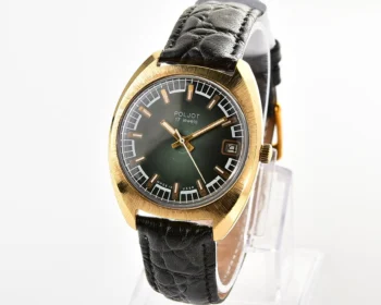 Vintage Soviet Poljot gold plated mechanical watch with uncommon dial