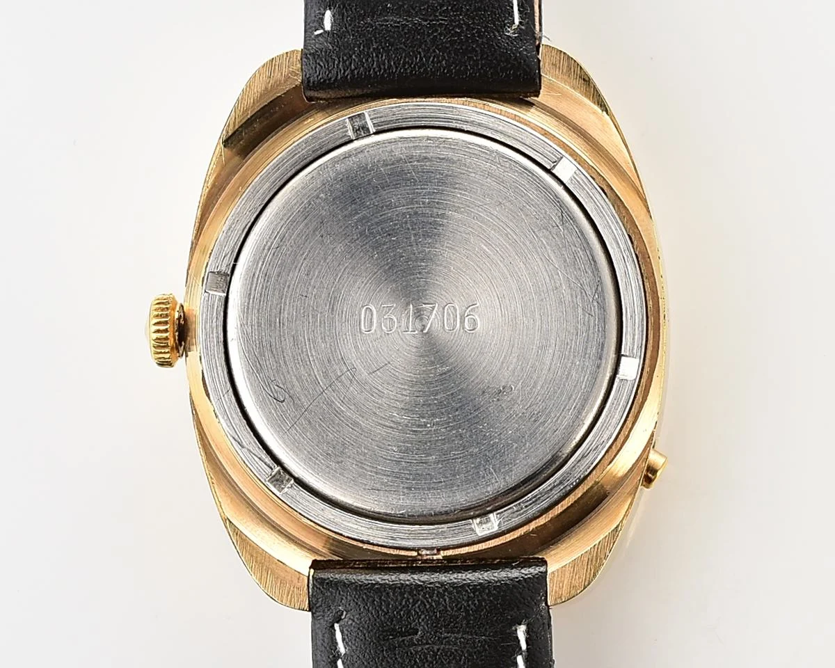 Uncommon Soviet Poljot vintage gold plated mechanical wristwatch