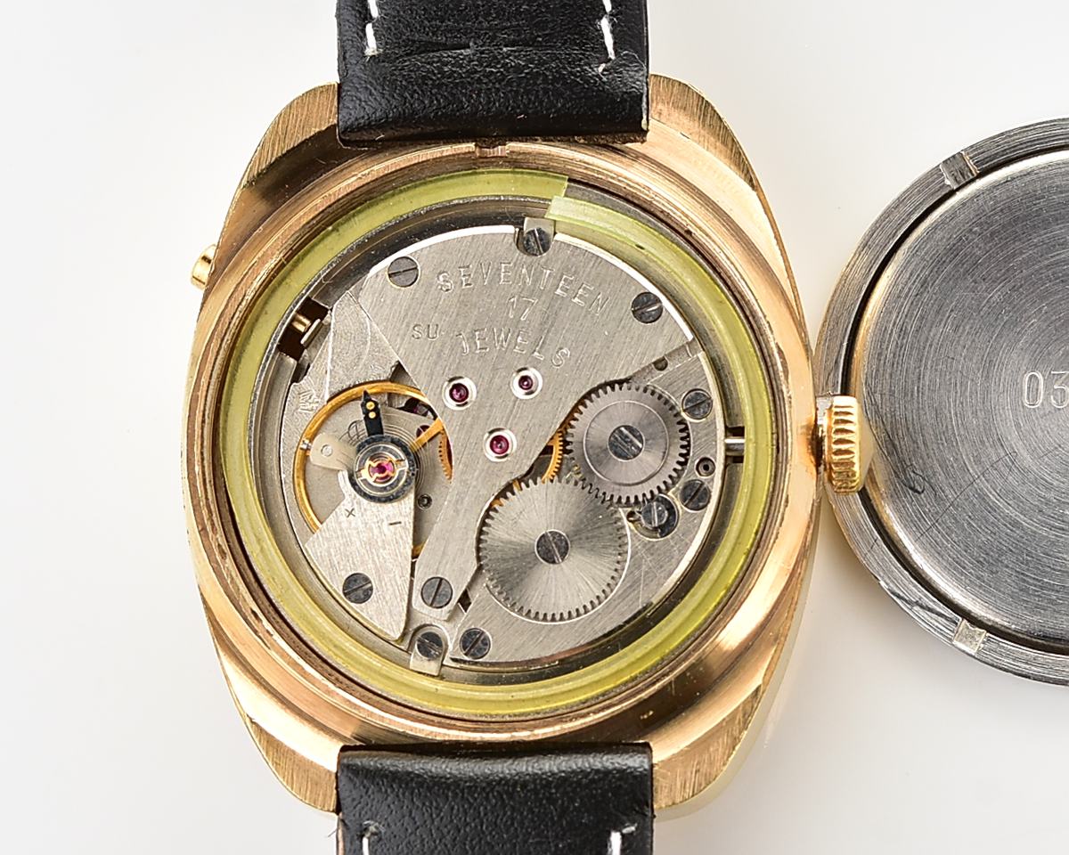 Uncommon soviet POLJOT vintage gold plated mechanical wristwatch