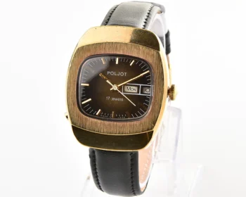 Uncommon Soviet Poljot vintage gold plated mechanical wristwatch