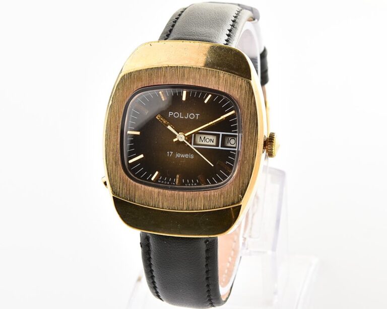 Uncommon soviet POLJOT vintage gold plated mechanical wristwatch
