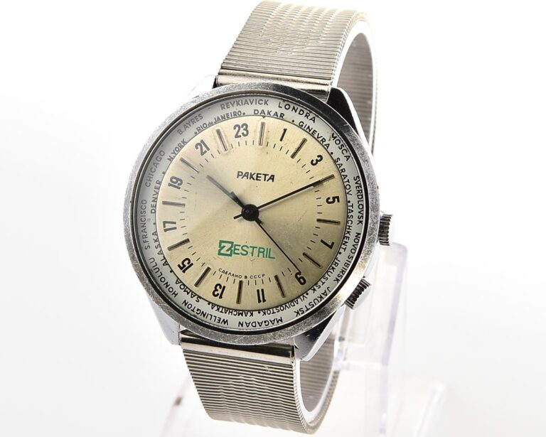 Soviet mechanical Raketa-Cities (Goroda) watch with 24 hours dial