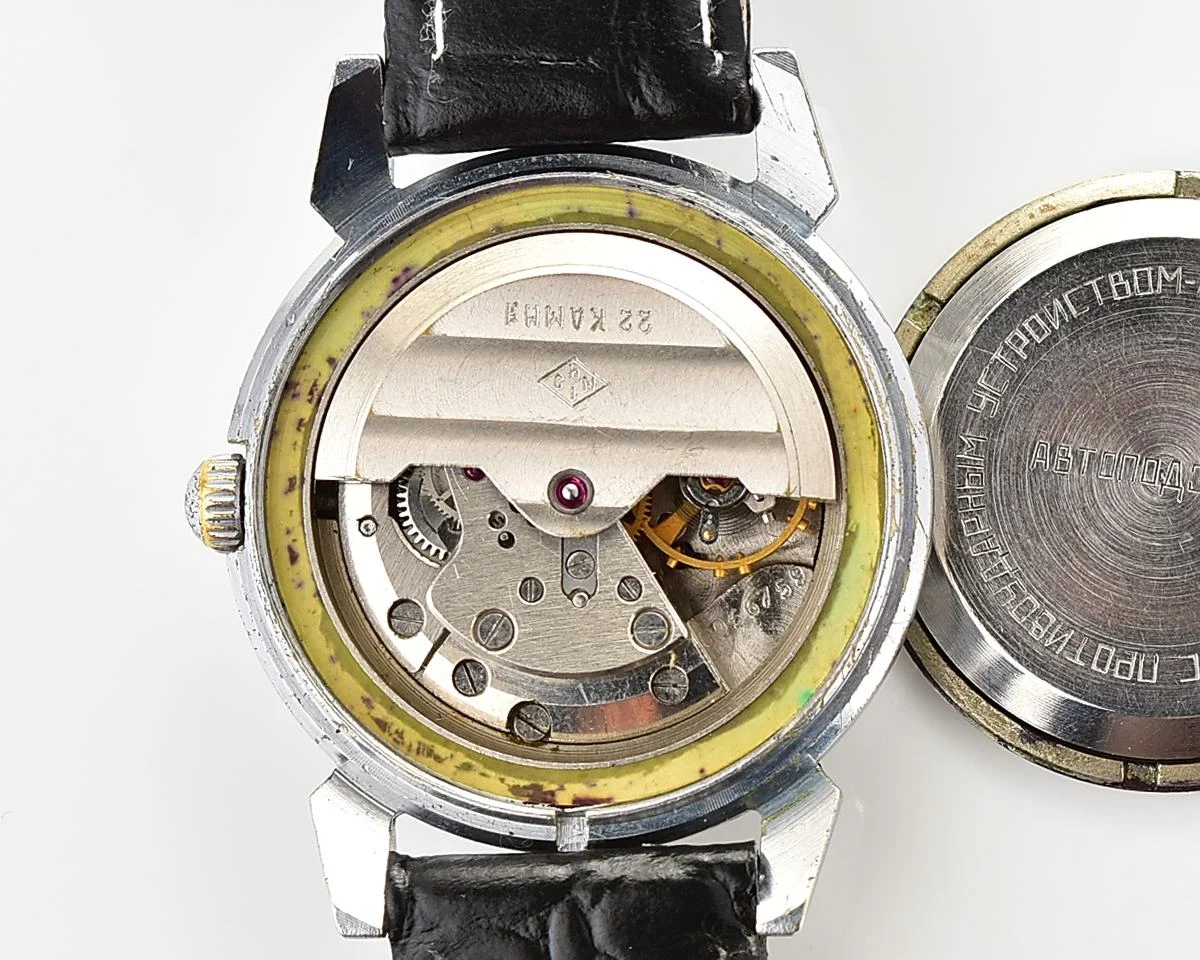 Rodina Soviet automatic watch with black dial & Arabic numerals, 22 jewels, from the late 1950s - Image 12