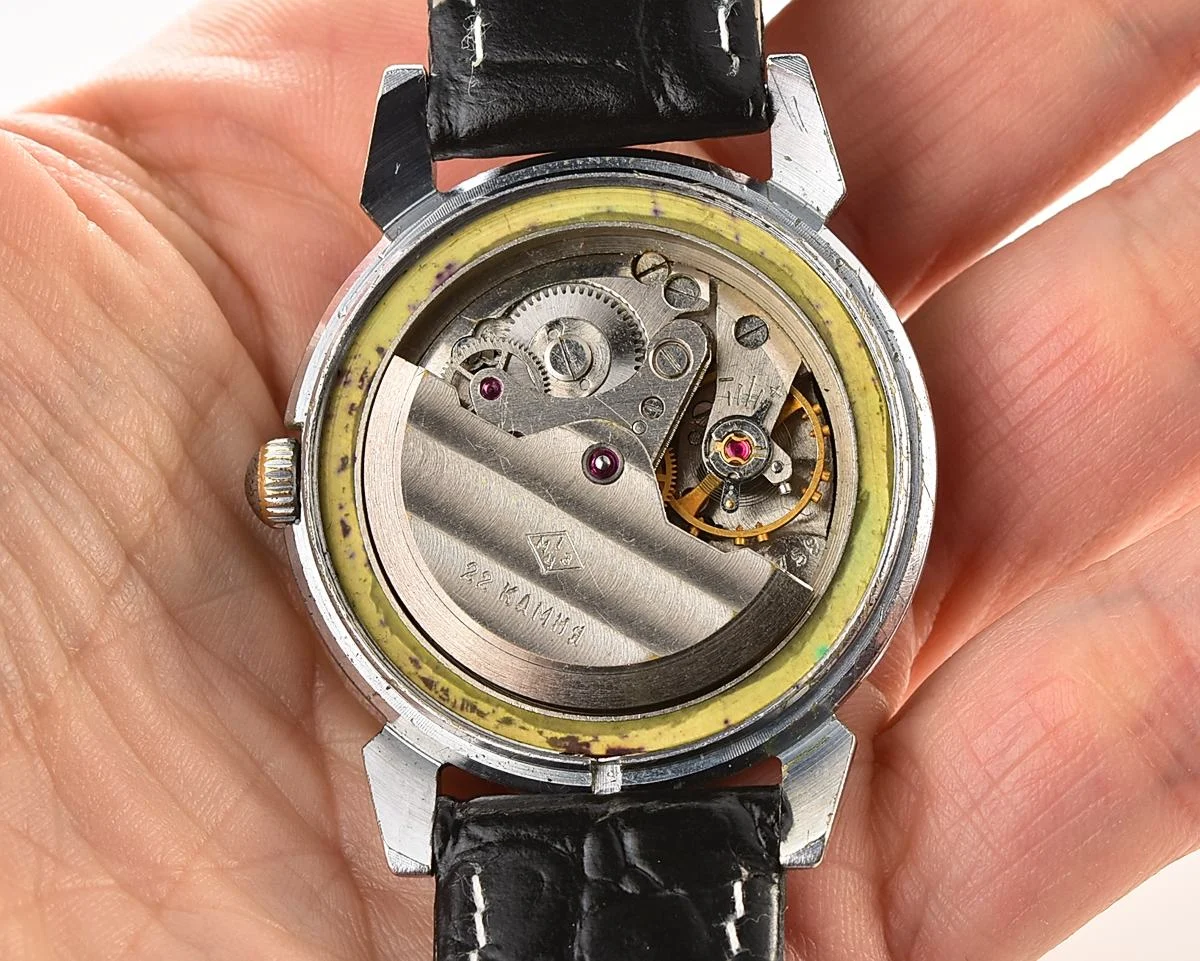 Rodina Soviet automatic watch with black dial & Arabic numerals, 22 jewels, from the late 1950s - Image 13