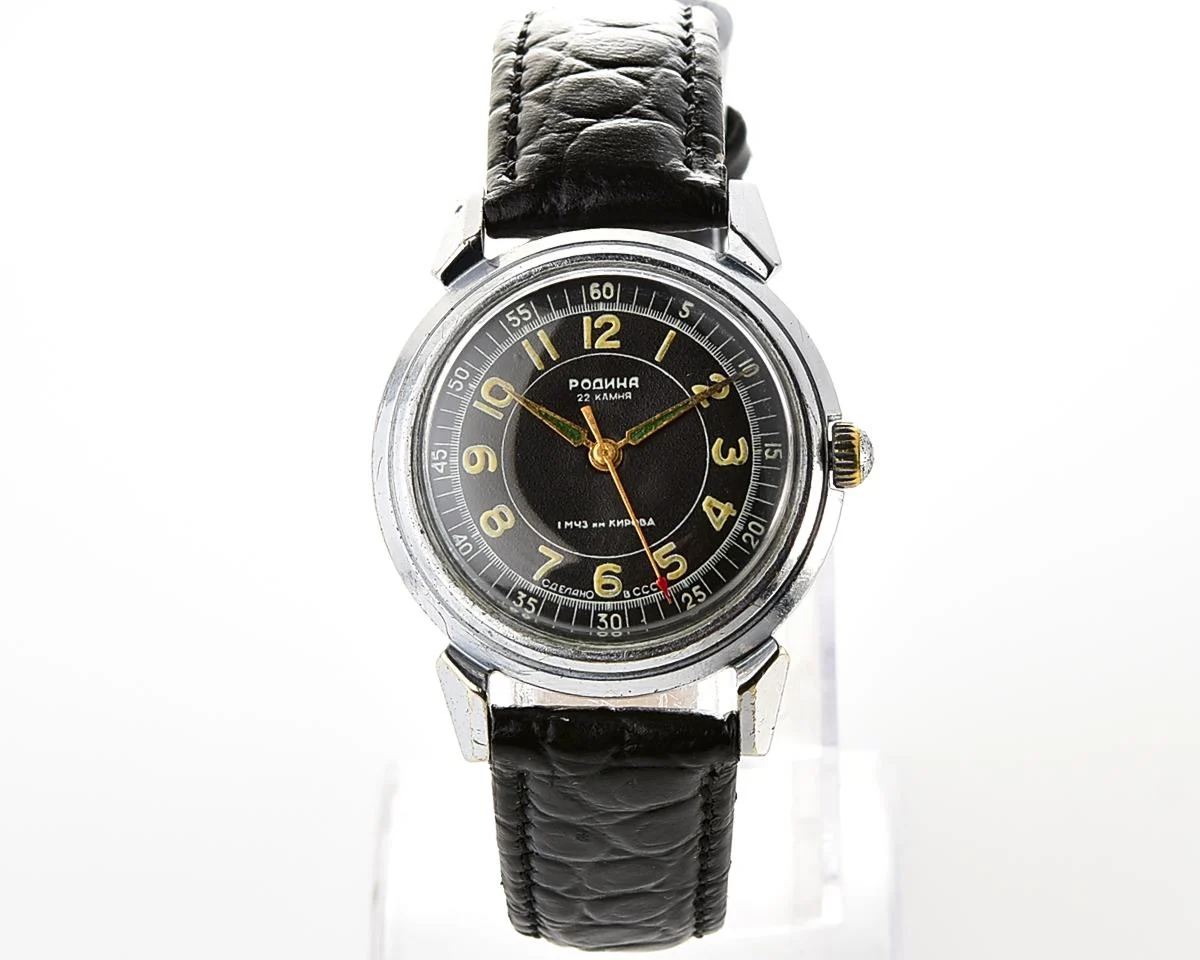 Rodina Soviet automatic watch with black dial & Arabic numerals, 22 jewels, from the late 1950s - Image 2