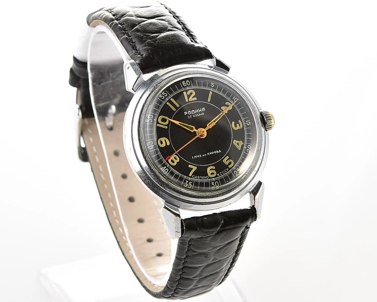 Rodina Soviet automatic watch with black dial & Arabic numerals, 22 jewels, from the late 1950s - Image 3