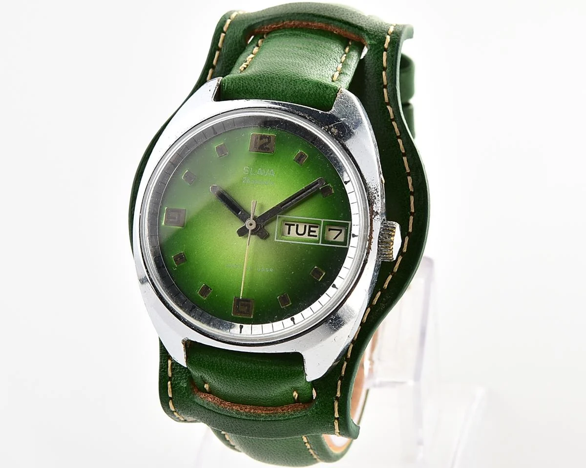 Large Soviet mechanical Slava vintage wristwatch
