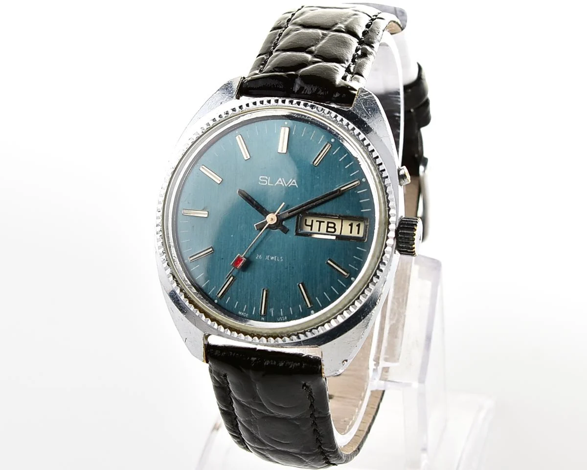Soviet Slava vintage mechanical wristwatch