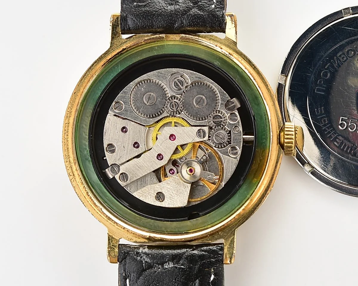 Soviet Slava gold plated mechanical wristwatch with Zodiak signs on the dial