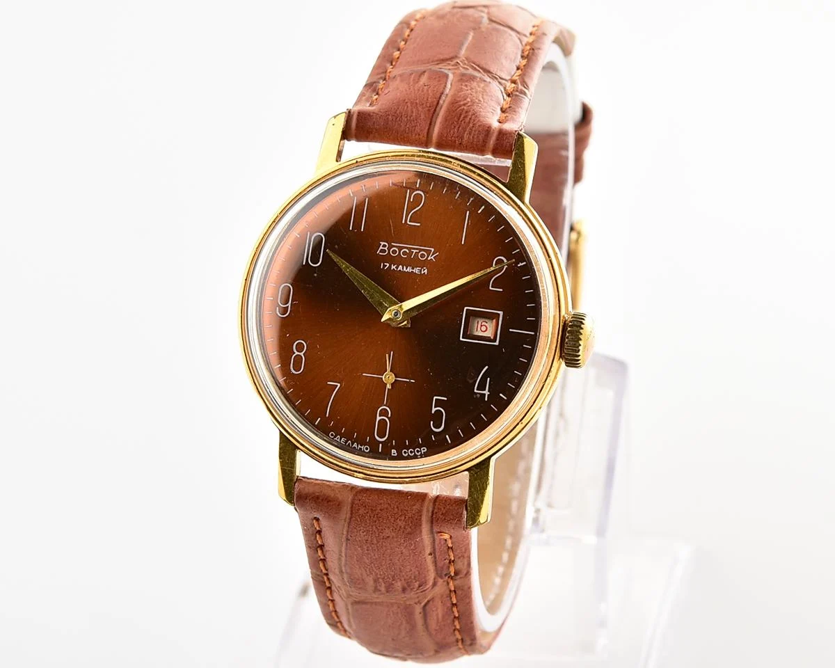 Vintage Soviet Wostok (Vostok) mechanical gold-plated wristwatch