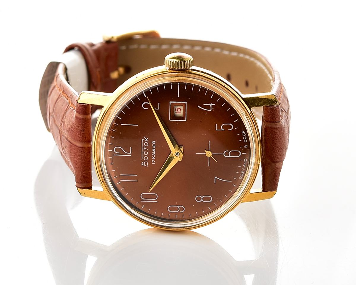 Vintage soviet Wostok (Vostok) mechanical gold-plated wristwatch