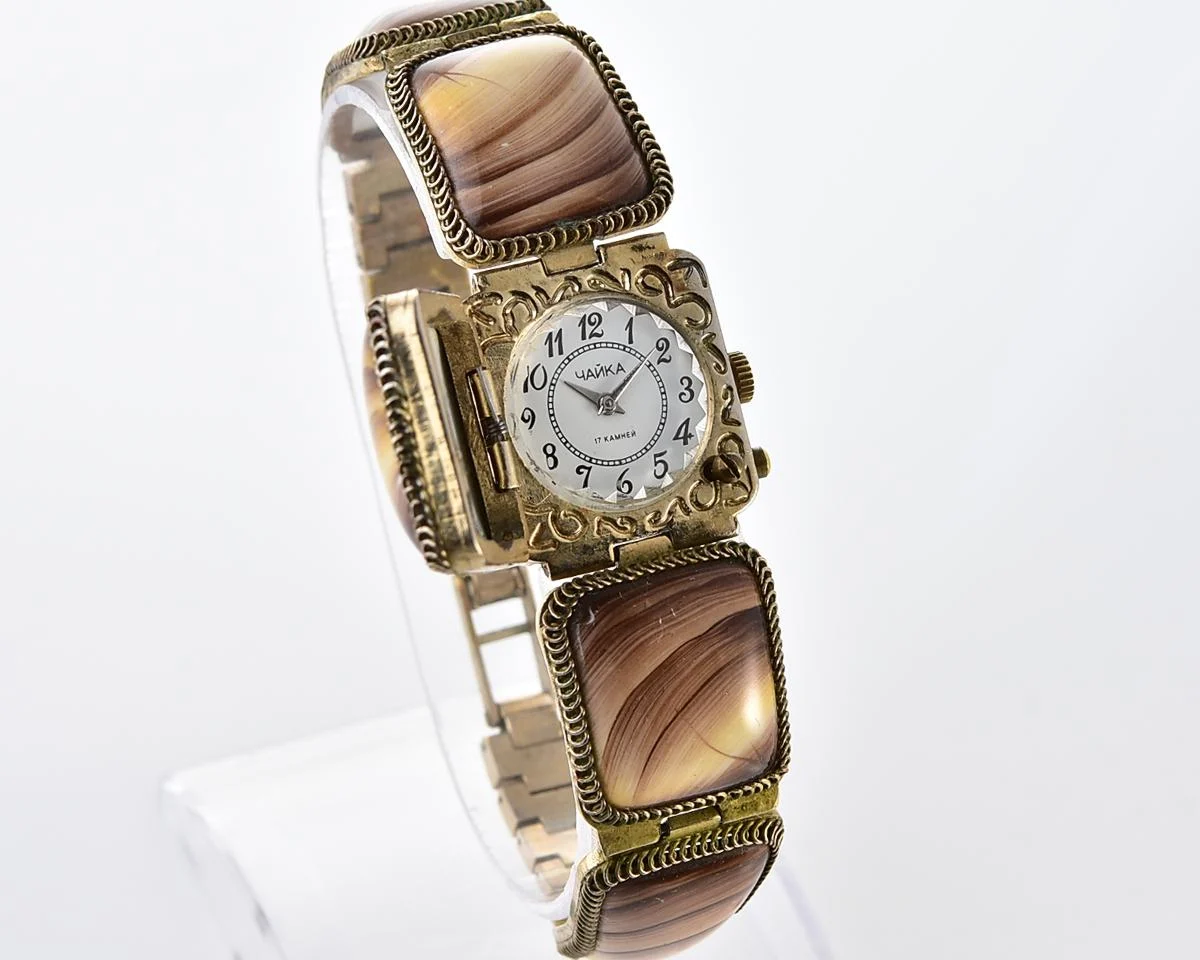Chaika vintage wristwatch for ladies with stone bracelet