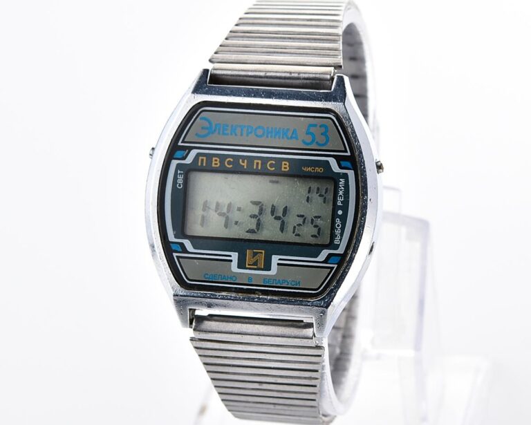 Digital vintage USSR wristwatch Electronika-53 with uncommon mask