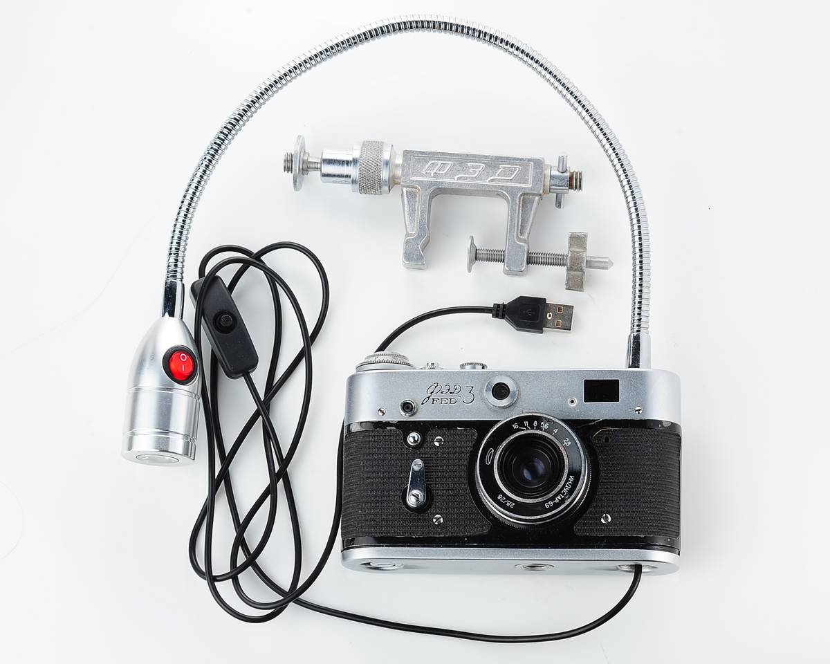 USB-powered handmade vintage FED-3 camera lamp