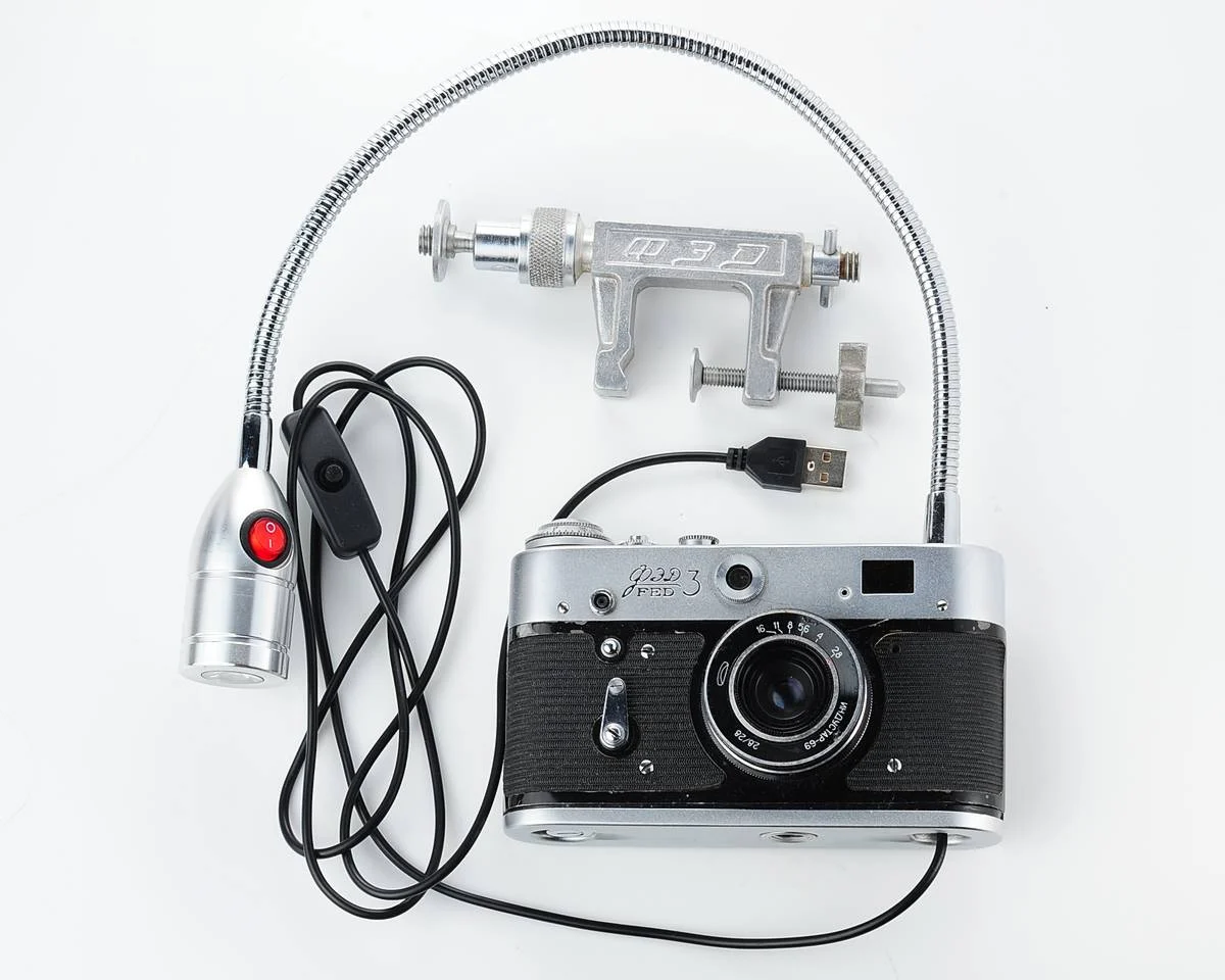 USB-powered handmade vintage FED-3 camera lamp