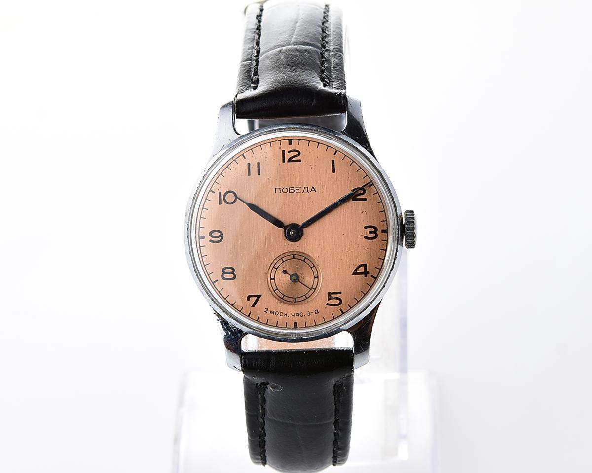 Excellent soviet POBEDA watch with bronze dial, the 1st quarter of 1956