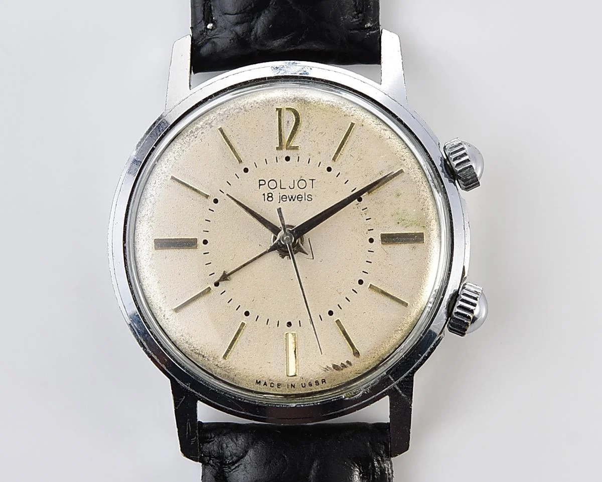 Мintage Soviet mechanical watch Poljot with cream dial & alarm clock function