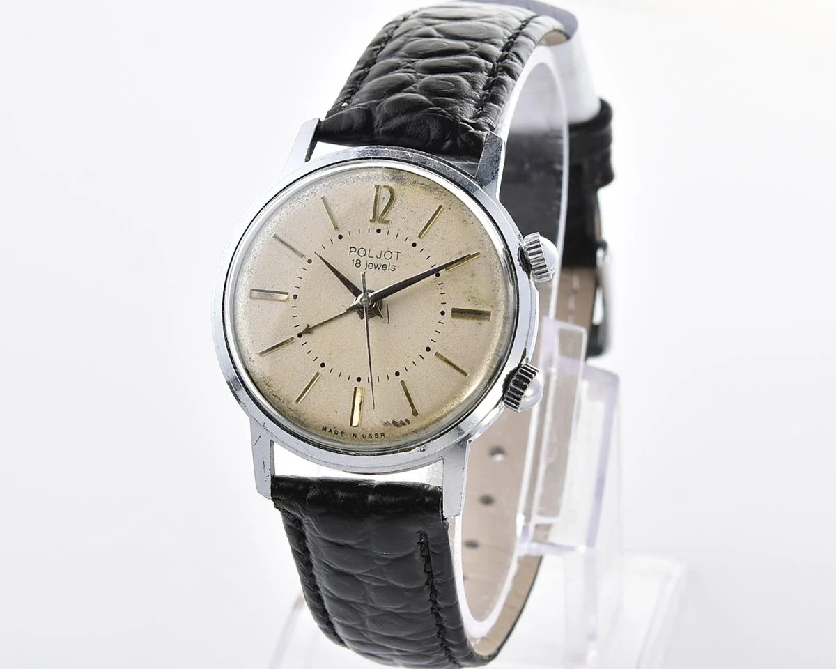 Мintage Soviet mechanical watch Poljot with cream dial & alarm clock function