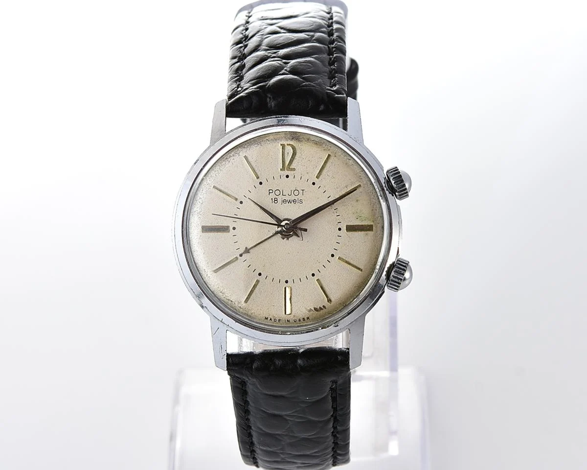 Мintage Soviet mechanical watch Poljot with cream dial & alarm clock function