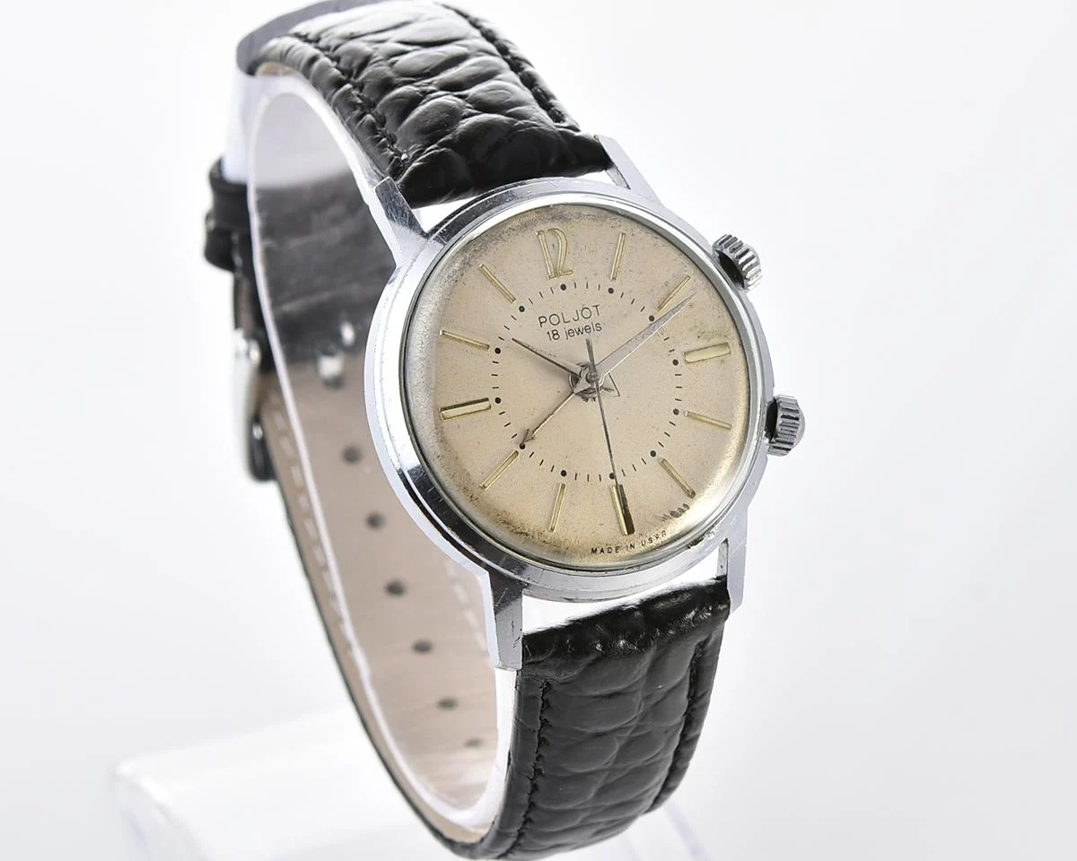 Мintage Soviet mechanical watch Poljot with cream dial & alarm clock function