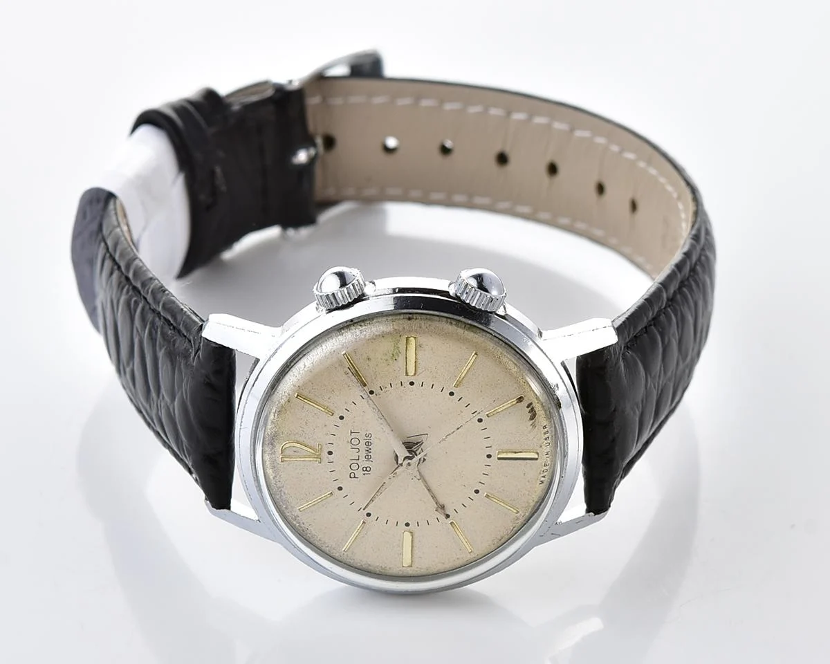 Мintage Soviet mechanical watch Poljot with cream dial & alarm clock function