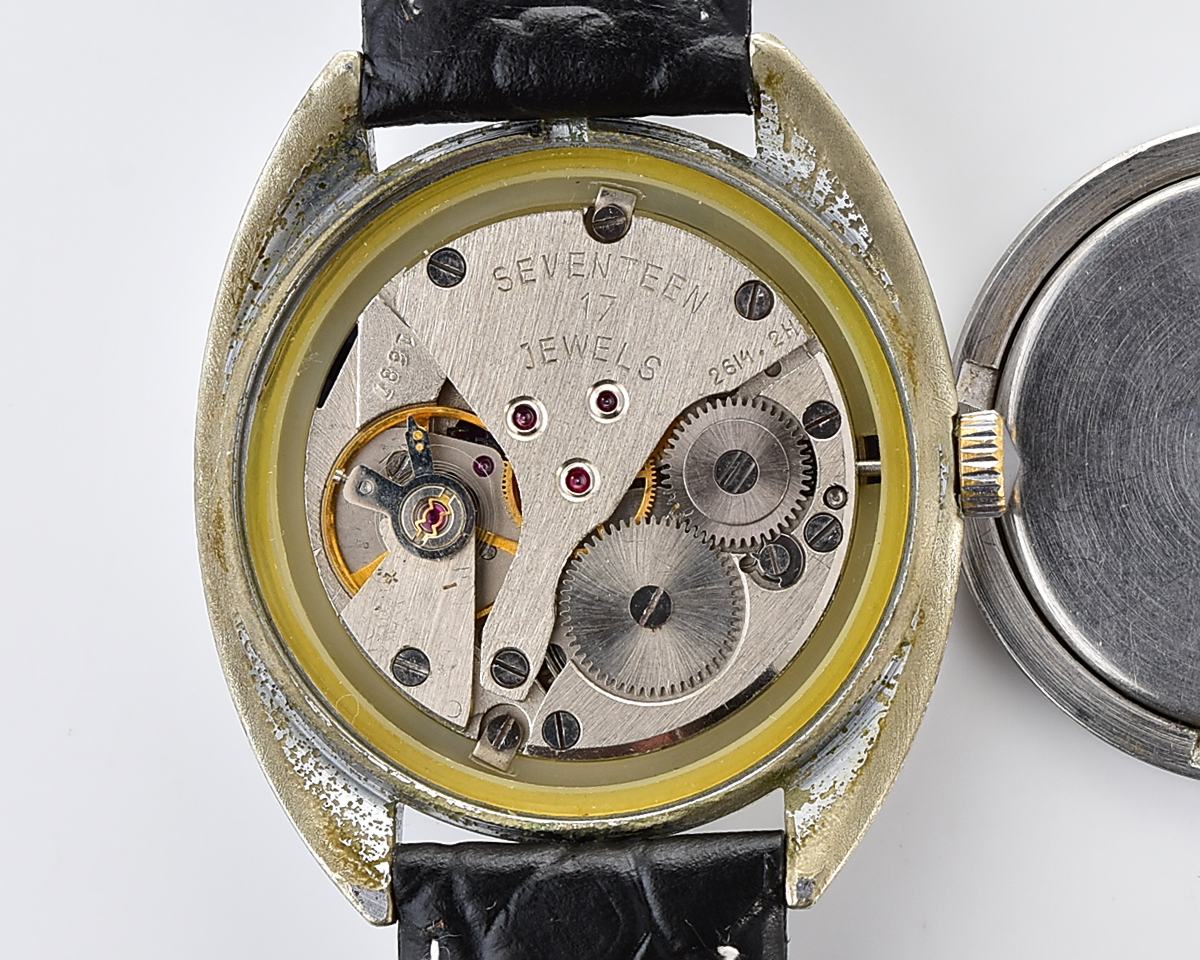 Vintage soviet POLJOT mechanical watch with intricate textured dial
