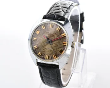 Vintage Soviet Poljot mechanical watch with intricate textured dial