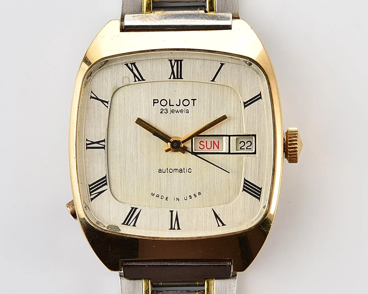 Vintage Soviet mechanical gold-plated Poljot with automatic self-winding movement