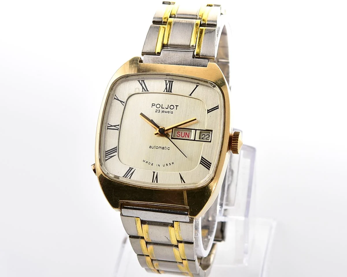 Vintage Soviet mechanical gold-plated Poljot with automatic self-winding movement