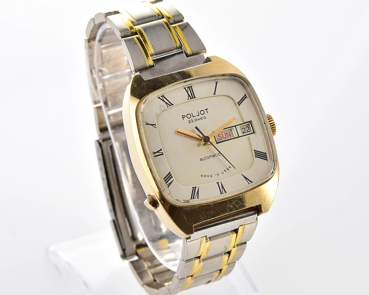 Vintage Soviet mechanical gold-plated Poljot with automatic self-winding movement