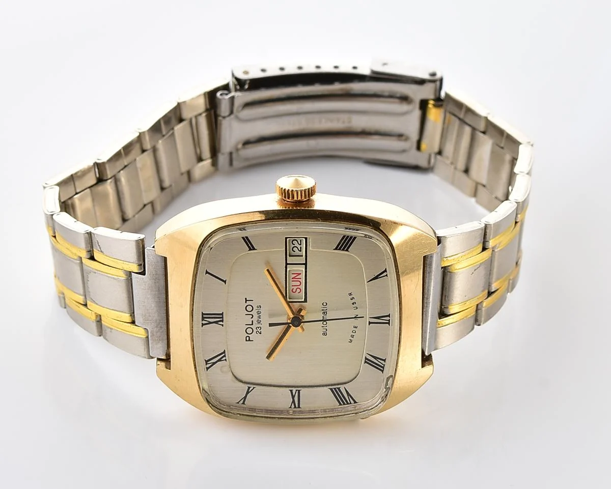 Vintage Soviet mechanical gold-plated Poljot with automatic self-winding movement