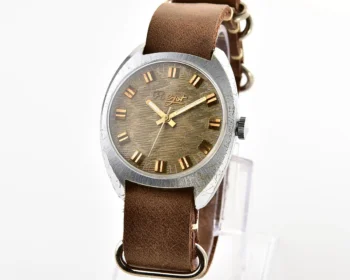 Vintage Soviet Poljot mechanical watch with intricate textured dial